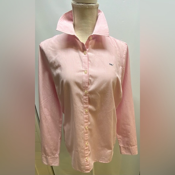 Vineyard Vines Pink/White Gingham Button Down Long Sleeve Shirt-SZ 10 - Picture 2 of 10